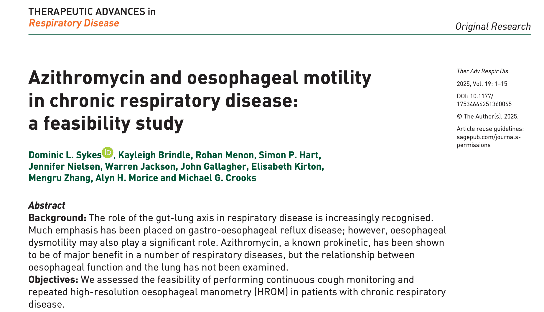 Image resource about Azithromycin and oesophageal motility in chronic respiratory disease: a feasibility study
