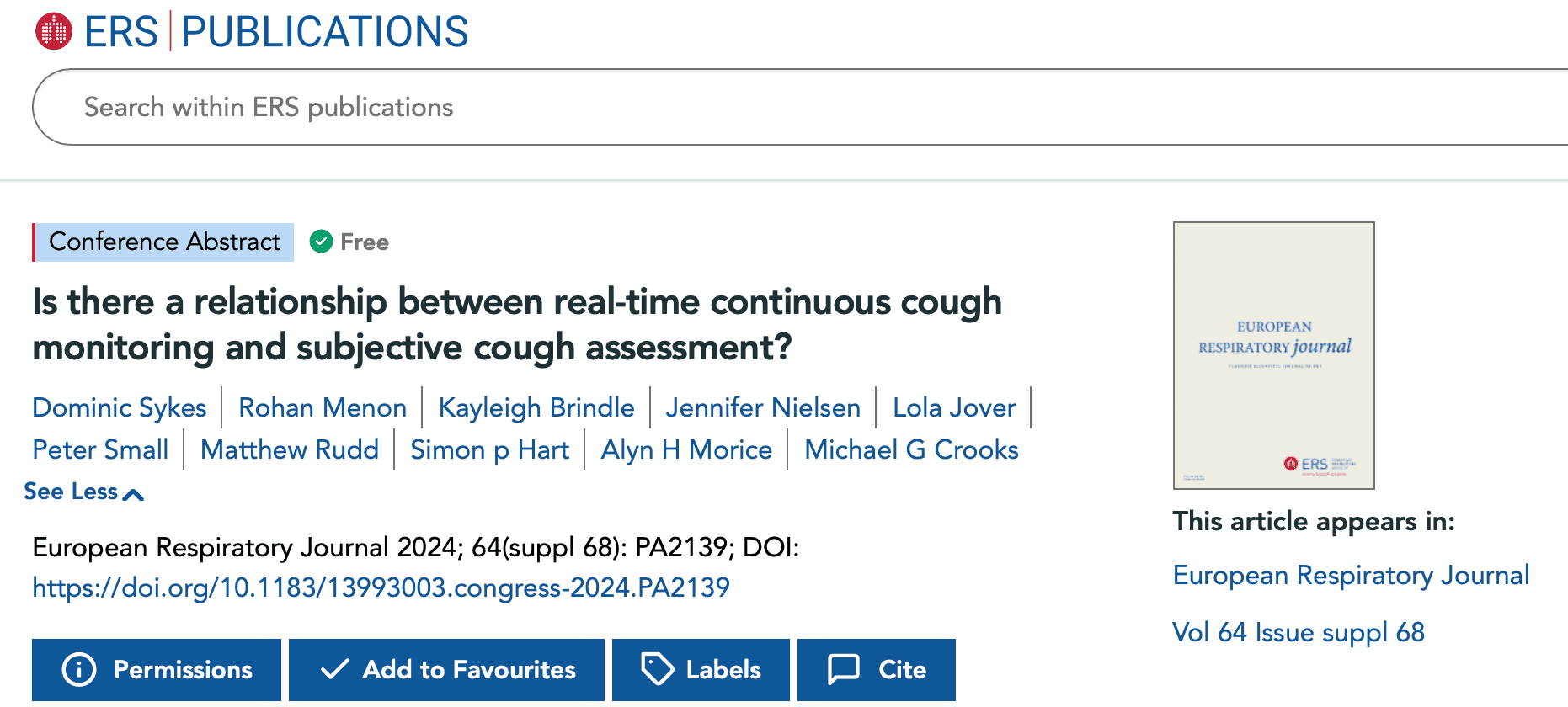 Image resource about ERS 2024: Is there a relationship between real-time continuous cough monitoring and subjective cough assessment?