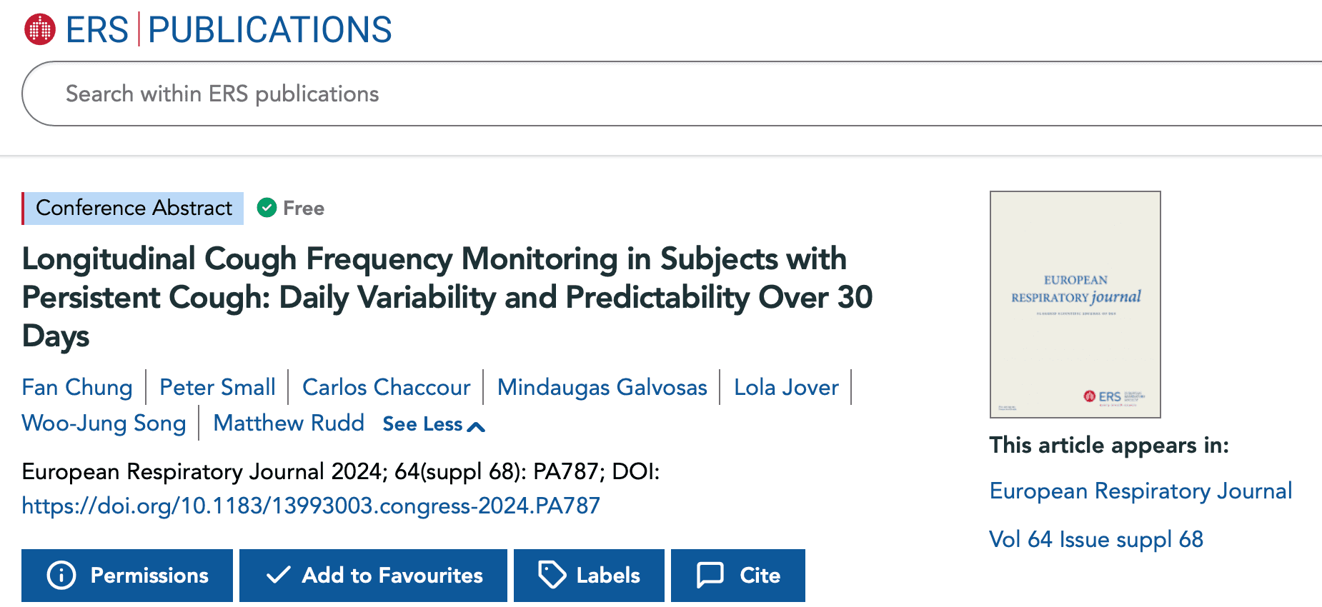 Image resource about ERS 2024: Longitudinal Cough Frequency Monitoring in Subjects with Persistent Cough: Daily Variability and Predictability Over 30 Days